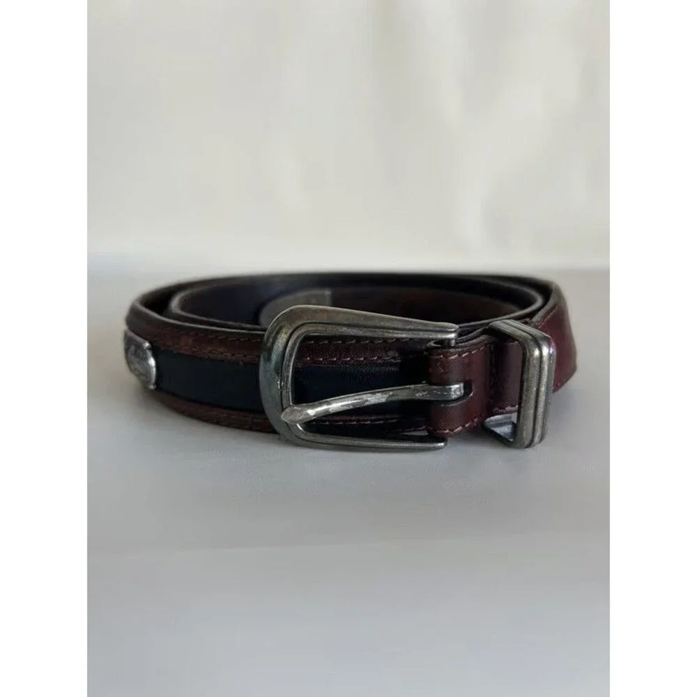 Brighton Onyx Golf Belt Mens Leather Golfer Concho Brown Black Size 38 12000